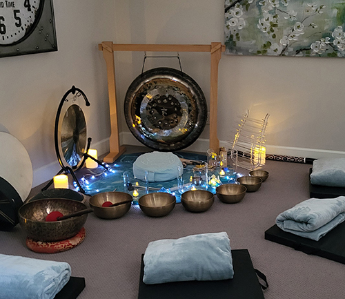 Sound Healing Room with Gongs and Singing Bowls